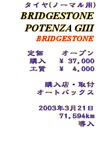 Information - Bridgestone POTENZA GIII